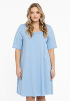 Dress A-line COTTON - light blue - #1