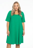 Dress A-line COTTON - green  - #1