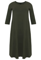 Long A-line dress COTTON - green - #3