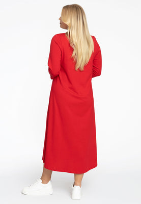 Long A-line dress COTTON - red  - #3