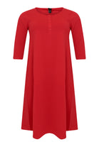 Long A-line dress COTTON - red - #4