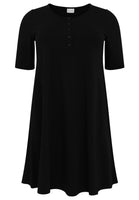 Dress A-line buttons COTTON - black - #4