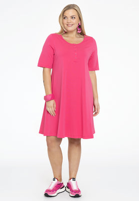 Dress A-line buttons COTTON - pink - #2