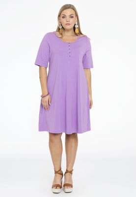 Dress A-line buttons COTTON - light purple - #2