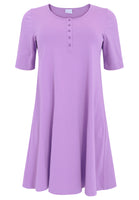 Dress A-line buttons COTTON - light purple - #4