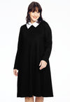 Dress contrast collar INTERLOCK - black 