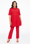 Tunic polo wide bottom studs DOLCE - red