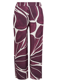 Trousers loose FLORAL MERLOT - dark red - #4