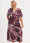 Dress V-neck FLORAL MERLOT - dark red