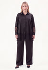 Shirt A-line SATIN - black - #1