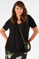 Shirt a-symmetric drape neck DOLCE - black  - #1