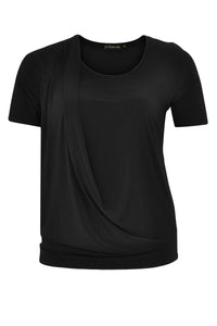 Shirt a-symmetric drape neck DOLCE - black - #4