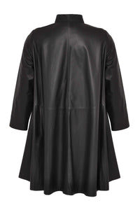 Coat wide Aline leather - black - #3