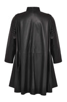 Coat wide Aline leather - black  - #3