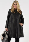 Coat wide Aline leather - black 