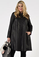 Coat wide Aline leather - black  - #1