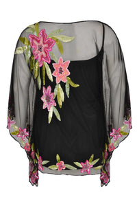 Tunic square roses beading - black - #3