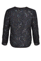 Jacket v-neck circle beaded - blue - #3