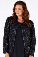 Jacket v-neck circle beaded - blue - #1