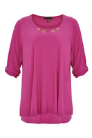 Shirt turn-up sleeves DOLCE - pink - #1