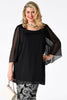 Blouse wide sleeves voile UNI - black 