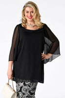 Blouse wide sleeves voile UNI - black  - #1