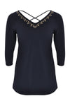 Shirt flare beaded v-neck DOLCE - blue - #3