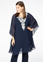 Tunic lace neck voile - blue - #1