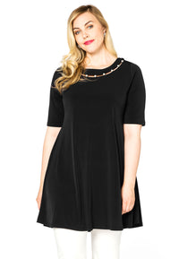 Tunic wide bottom pearls DOLCE - black - #1