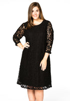 Dress puckered sleeves LACE - black  - #1