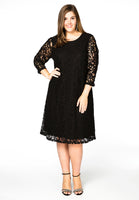 Dress puckered sleeves LACE - black  - #2