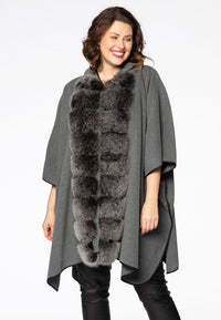 Poncho fur collar - grey - #1