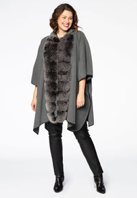 Poncho fur collar - grey - #2