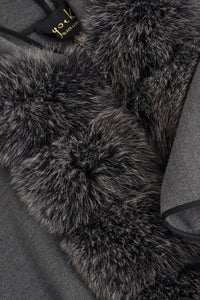 Poncho fur collar - grey - #5