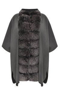 Poncho fur collar - grey - #4