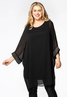 Tunic beaded cuff VOILE - black  - #1