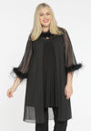 Mesh cardigan with feathers - black 