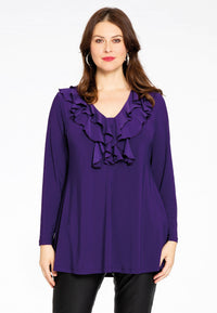 Tunic flare ruffled V-neck DOLCE - purple - #1