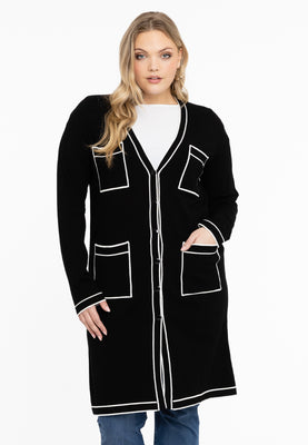 Cardigan contrast piping - black  - #1