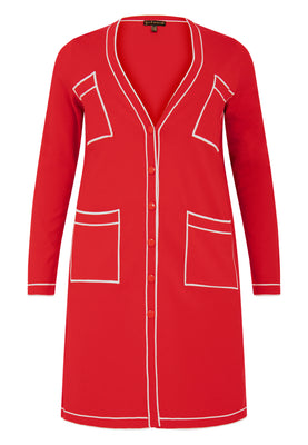 Cardigan contrast piping - red  - #4