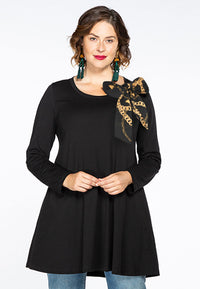 Tunic wide bottom scarf Paris - black - #1