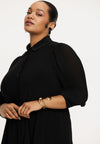 Blouse plissé puffsleeve - black
