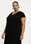 Dress plissé frill V-neck Swing DOLCE - black