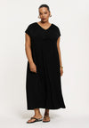 Dress plissé frill V-neck Swing DOLCE - black