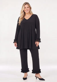 Tunic wide bottom frill UNI DOLCE - black - #5