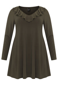 Tunic wide bottom frilled DOLCE - dark green - #3