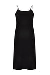 Slip dress midi spaghetti straps - black - #1