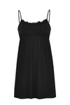 Slip dress elastic waist with lace - black - #2