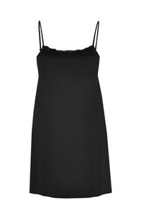 Slip dress elastic waist with lace - black - #3