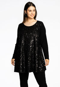 Tunic wide bottom SEQUINS - black - #1